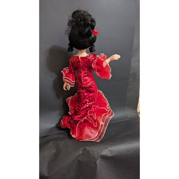 Brass Key 1999 Flamenco Doll Red Gown Dancing Through The Centuries 15” - Picture 3 of 9